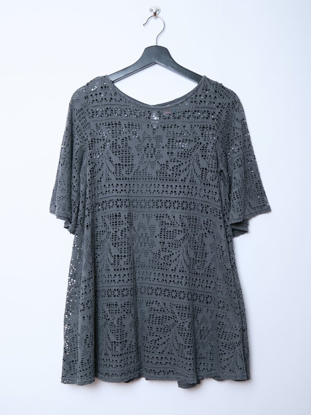 Free People FP Beach Eyelet Oversized Top Cover Up Mini Dress XS cottagecore
